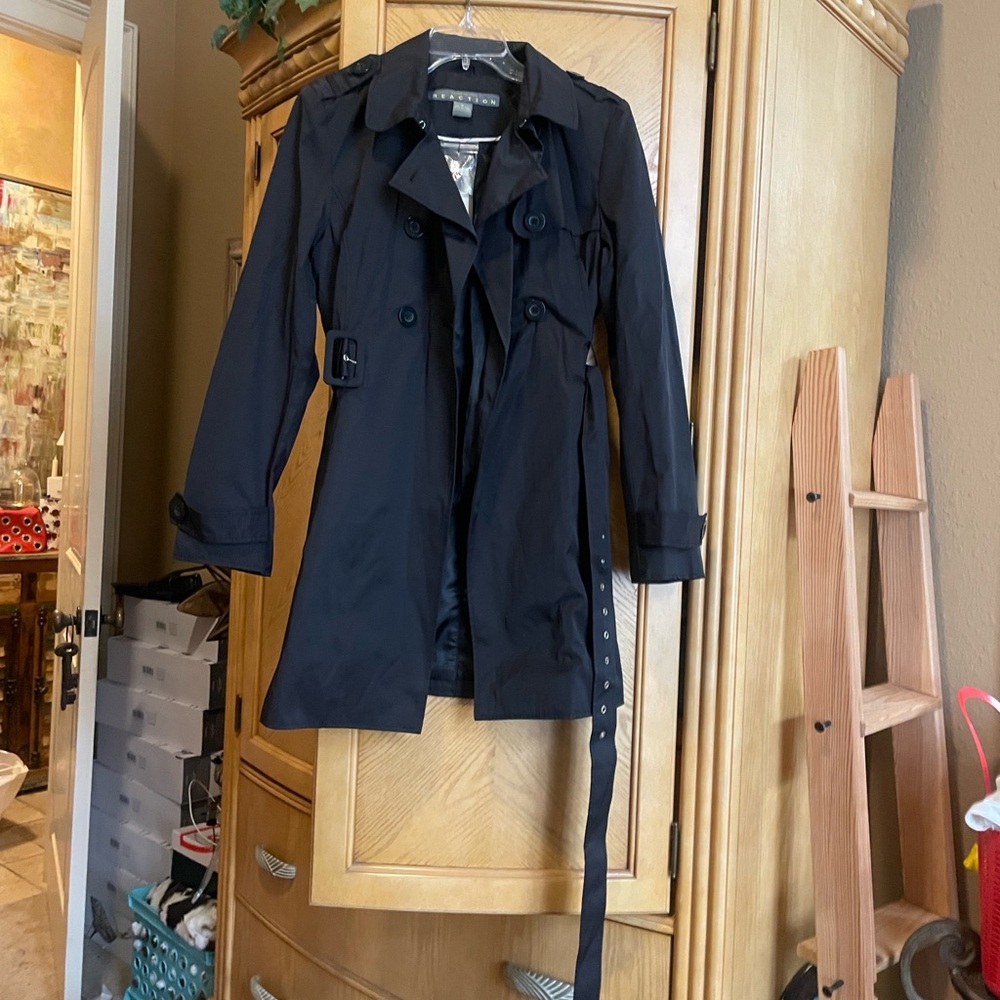 Kenneth Cole Reaction Black Trench Coat